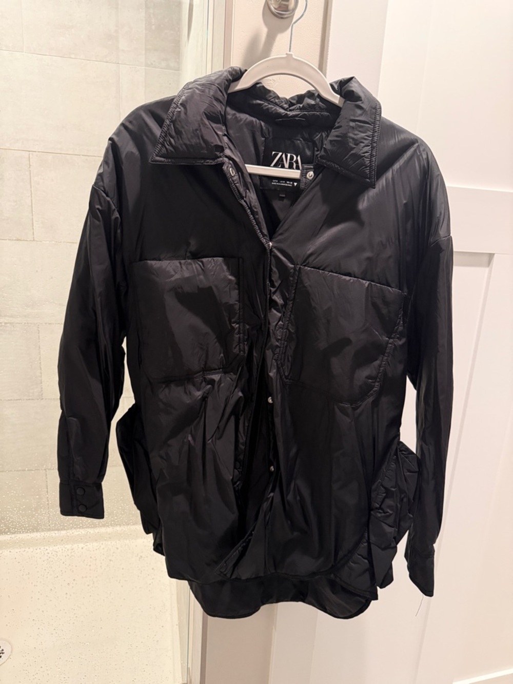 ZARA womens Black Quilted Lightweight Jacket
